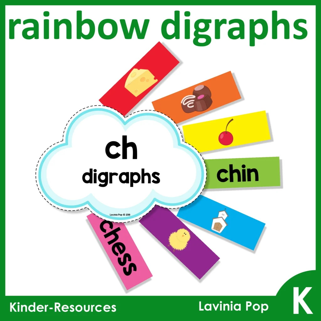 St Patrick's Day Kindergarten Literacy Centers | Rainbow digraph soring activity