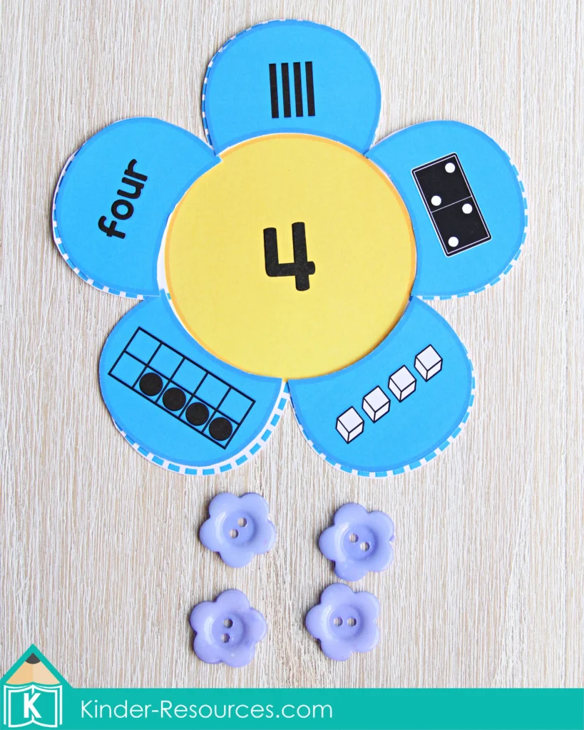 Spring Math Centers for Kindergarten. Flower Number Sense 4