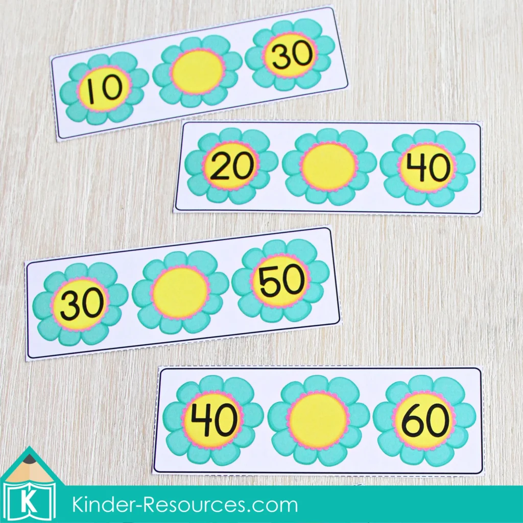 Spring Math Centers for Kindergarten. Flower Skip Counting by 10