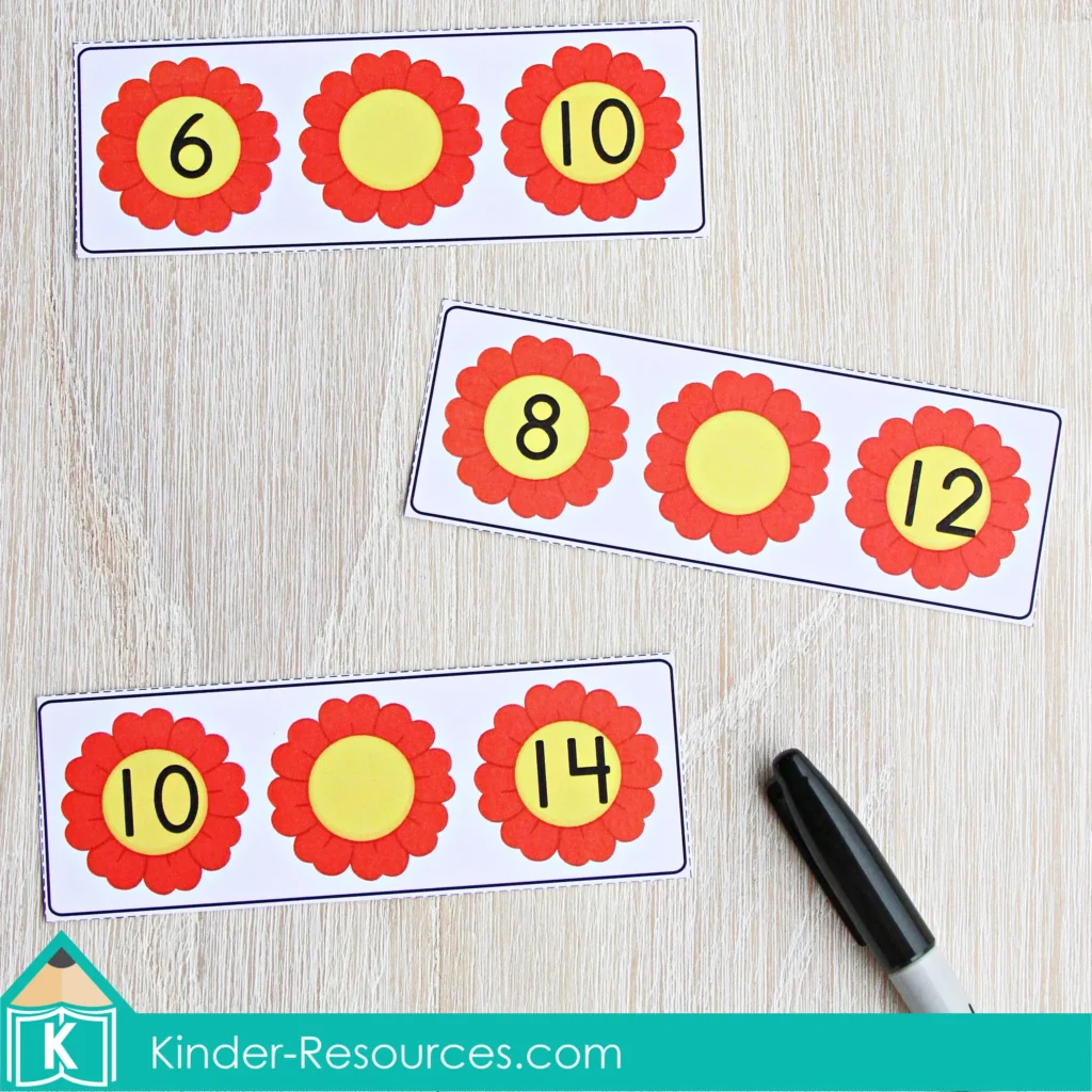 Spring Math Centers for Kindergarten. Flower Skip Counting by 2
