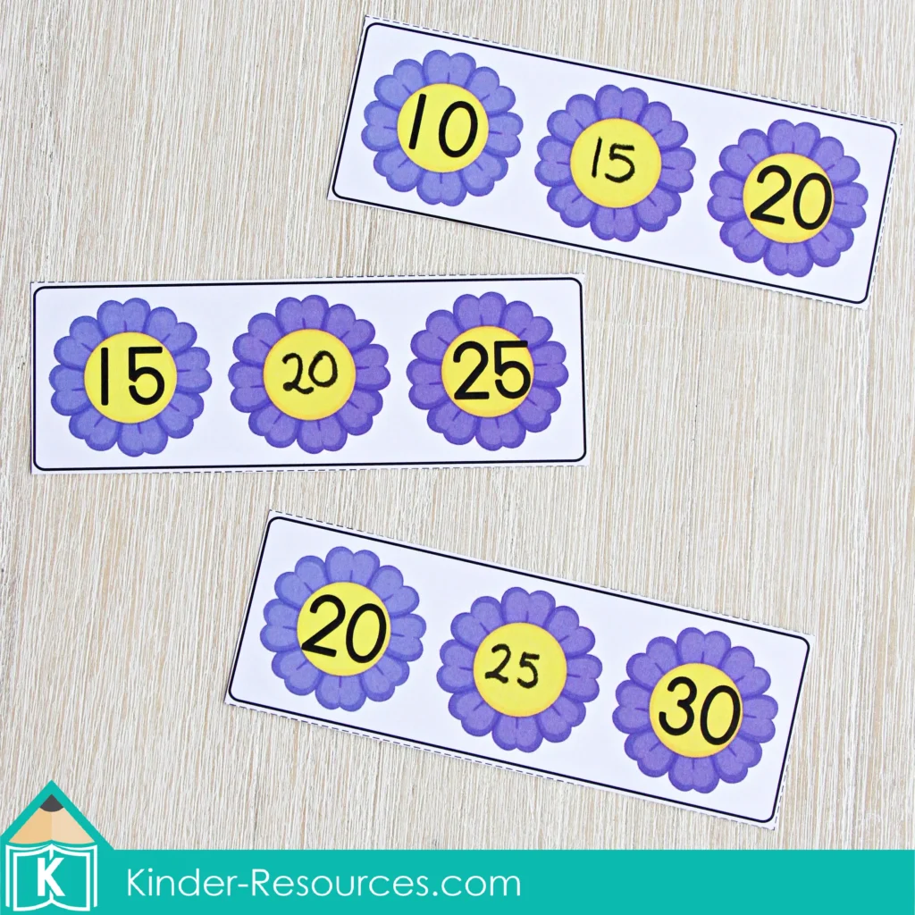 Spring Math Centers for Kindergarten. Flower Skip Counting by 5