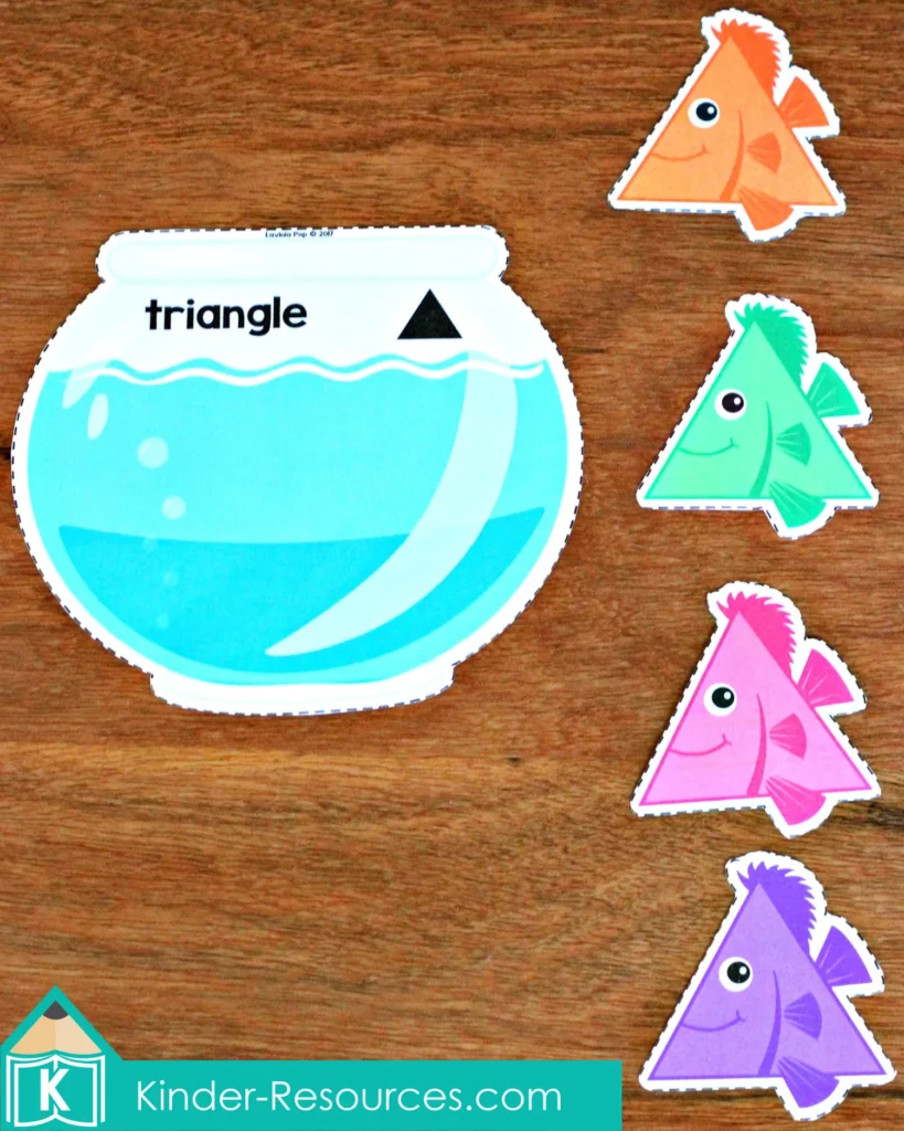 Ocean Preschool Center Activities. Fish and Fishbowl Sort by Shape