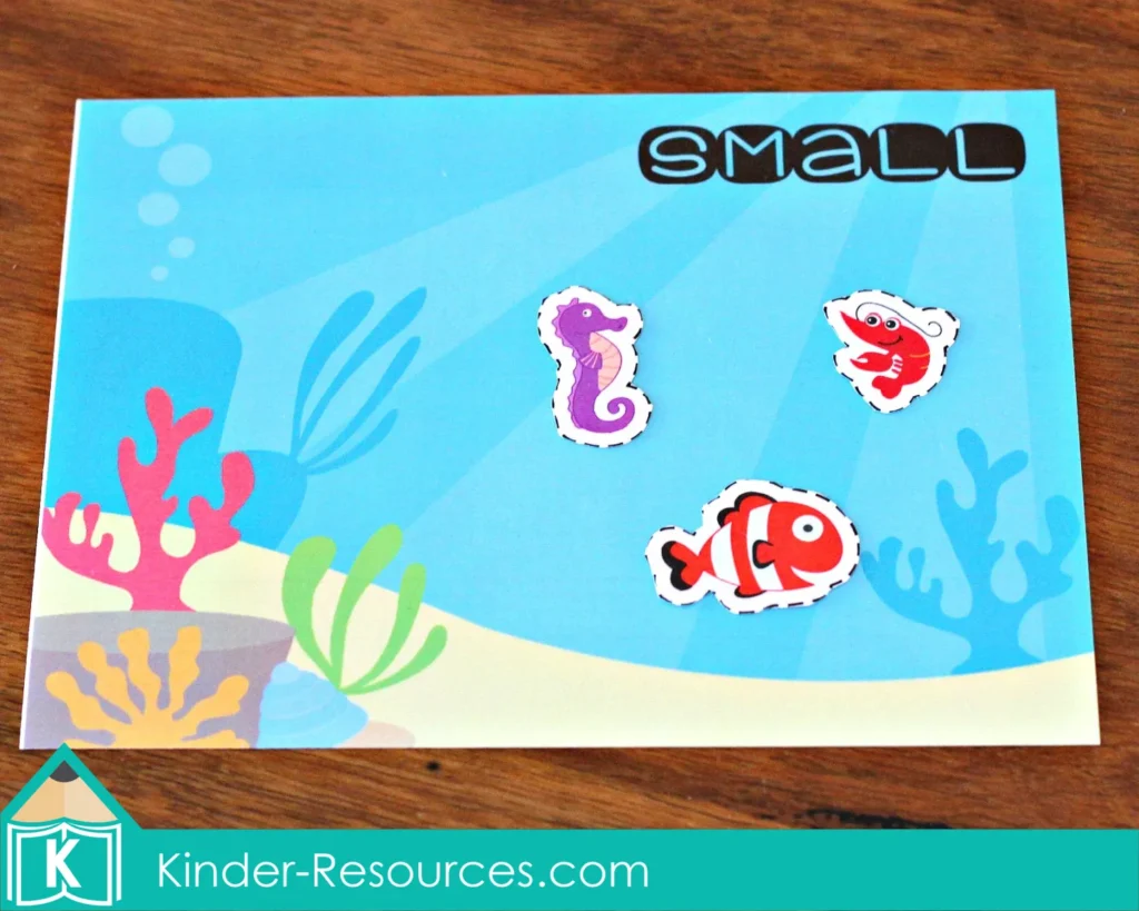 Ocean Preschool Center Activities. Sort the Ocean Animals by Size