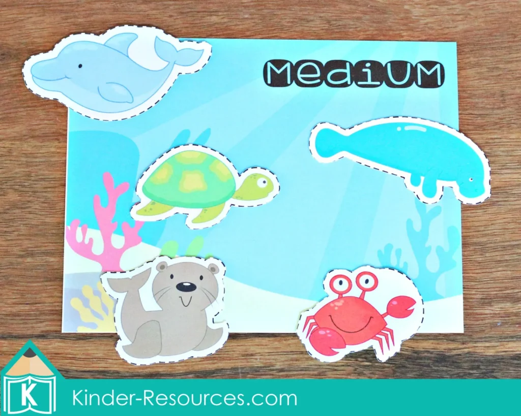 Ocean Preschool Center Activities. Sort the Ocean Animals by Size