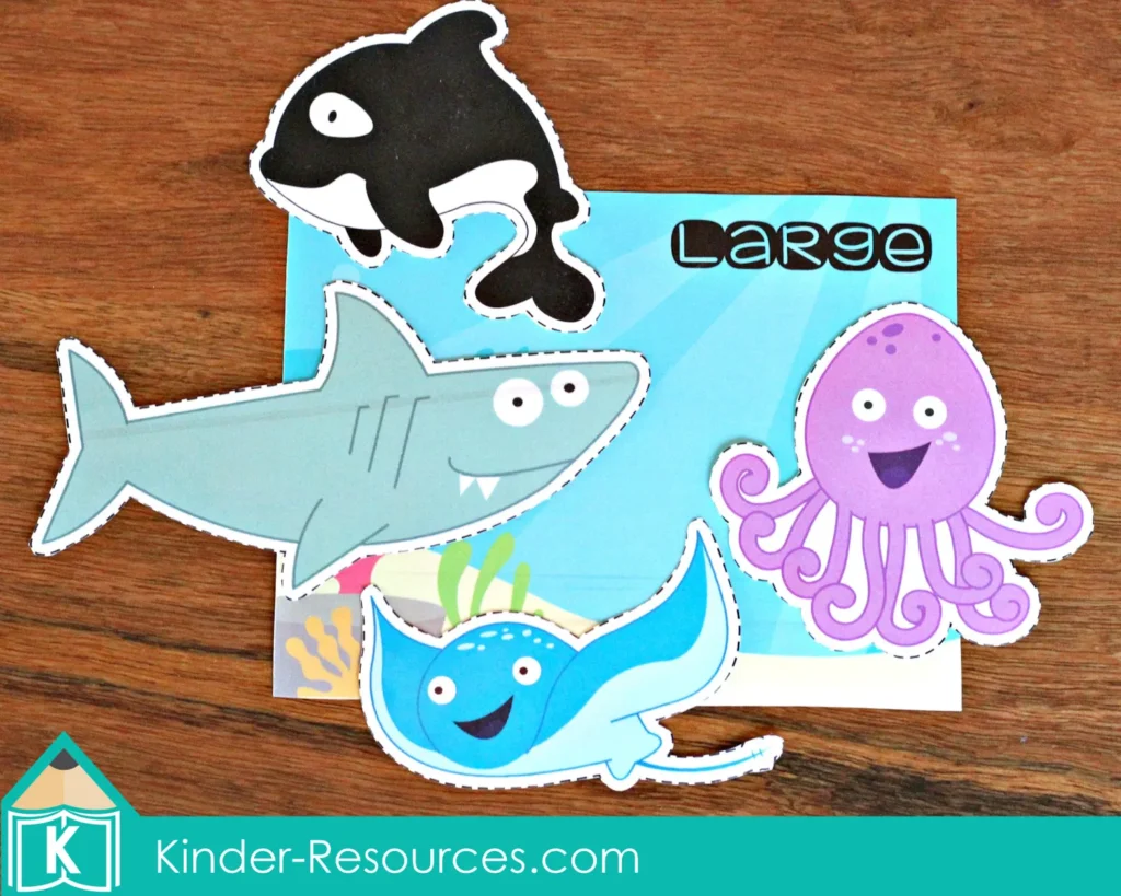 Ocean Preschool Center Activities. Sort the Ocean Animals by Size