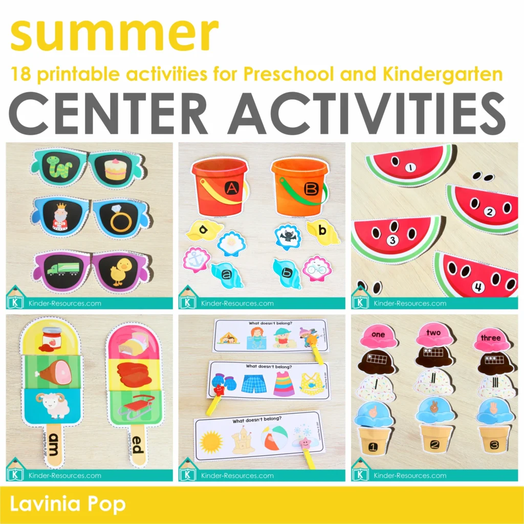 Summer Center Activities for Preschool | 18 printable activities