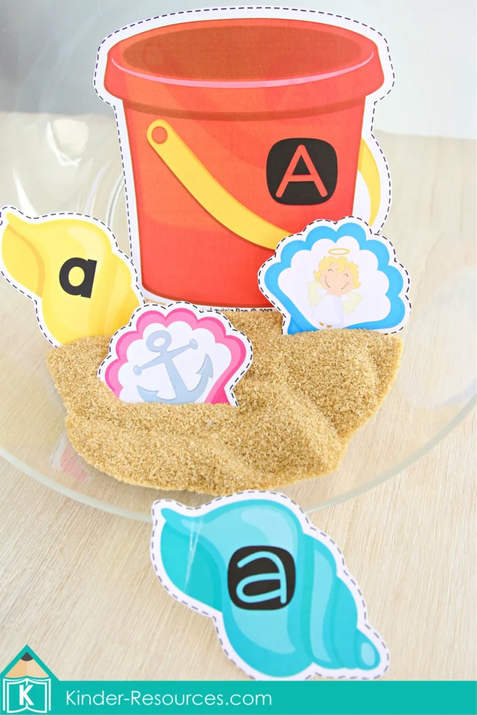 Preschool Summer Center Activities. Alphabet and Beginning Sounds Pail and Shell Matching Activity