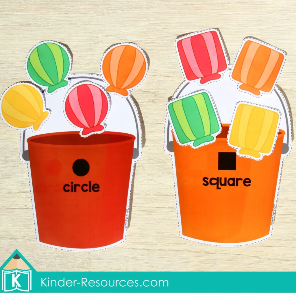 Preschool Summer Center Activities. Bucket and Shells Shape Sorting Activity
