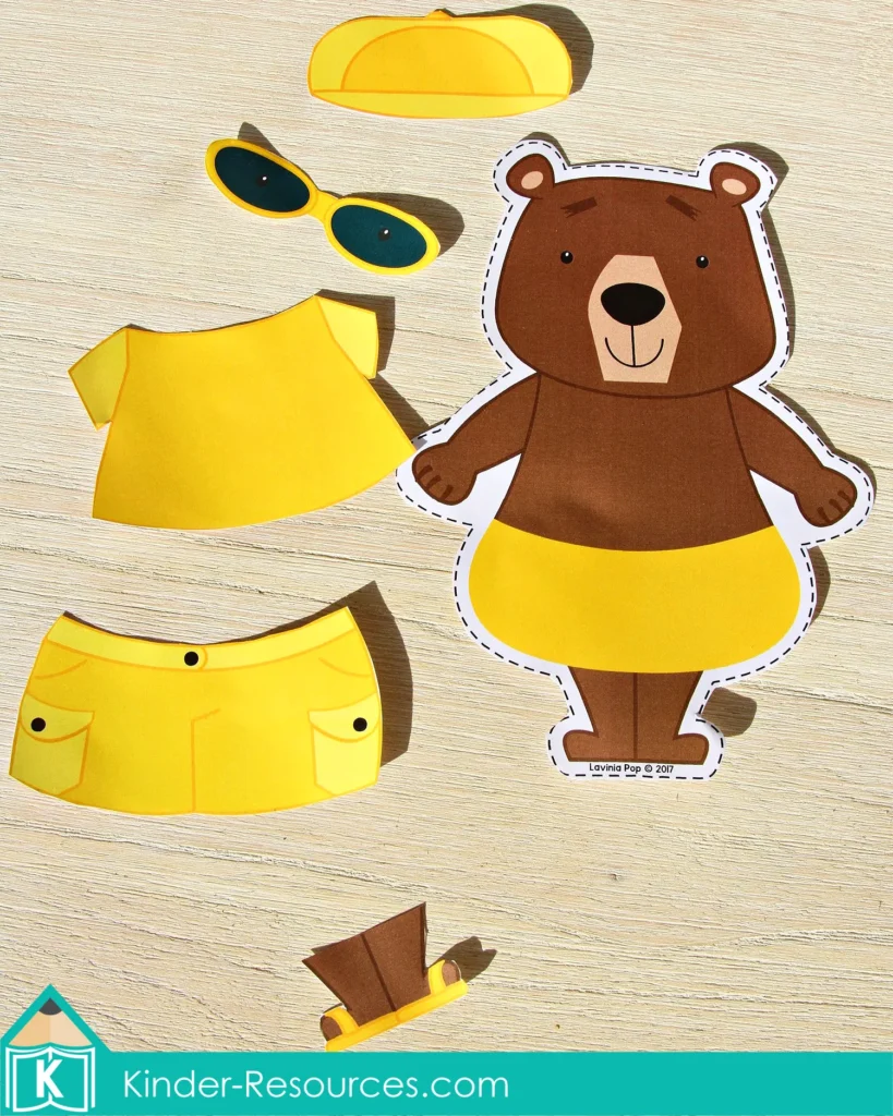 Preschool Summer Center Activities. Dress the Bears for the Weather Matching Colors Activity