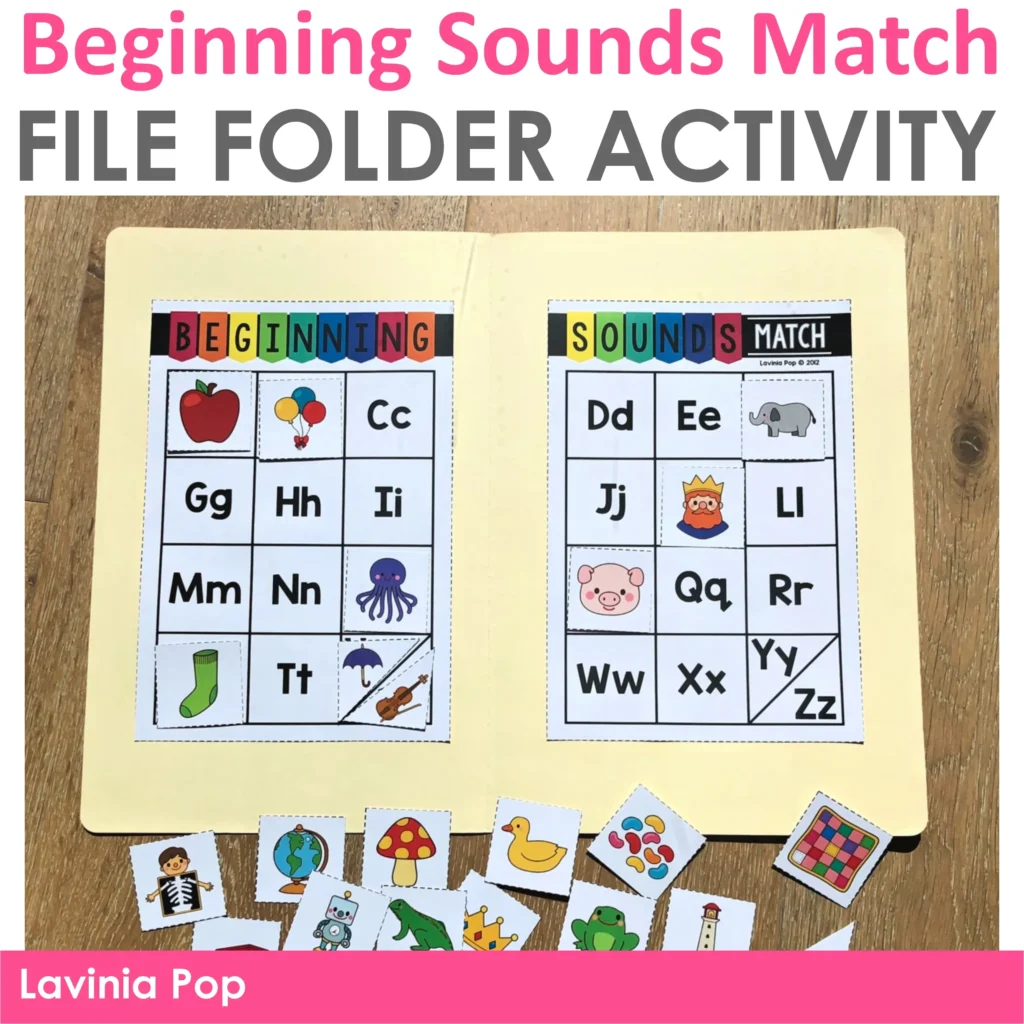 Beginning Sounds Match | Printable File Folder Activity