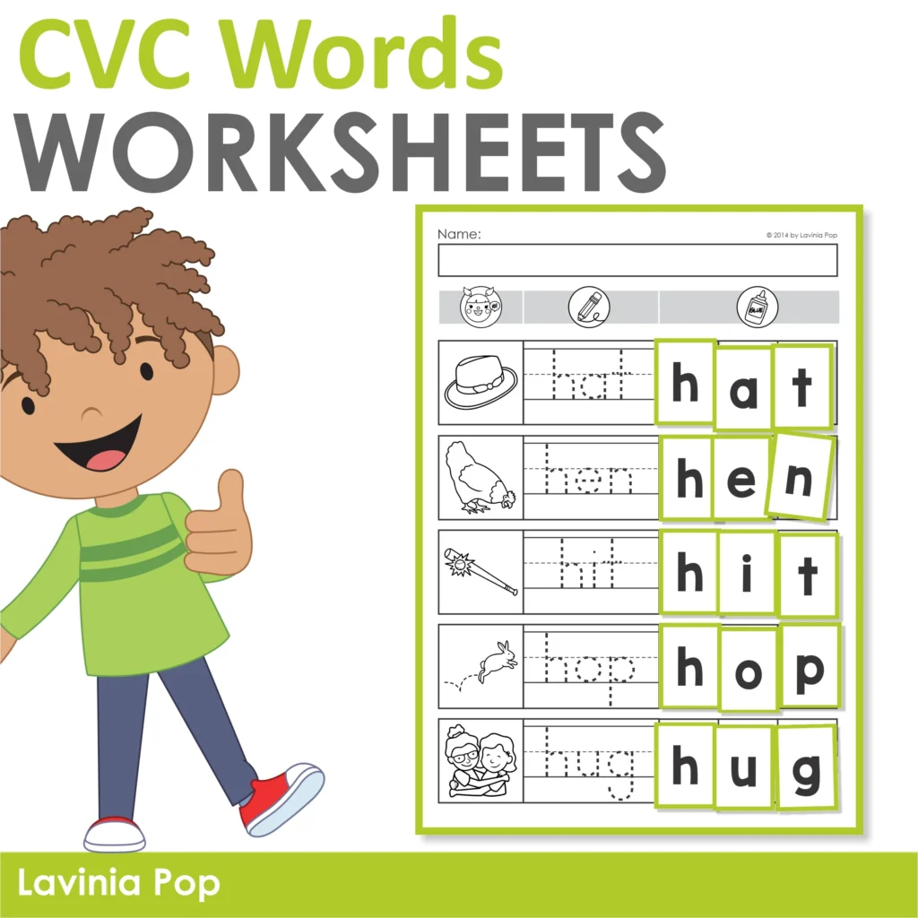 CVC Cut and Paste Worksheets | Phoneme Blending & Segmentation Word Work