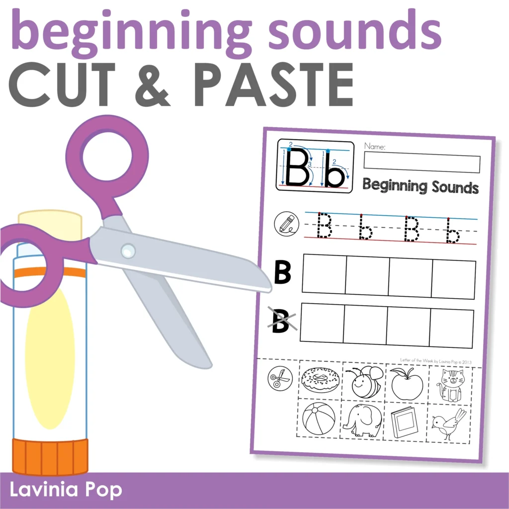 Handwriting and Beginning Sounds Cut and Paste Worksheets