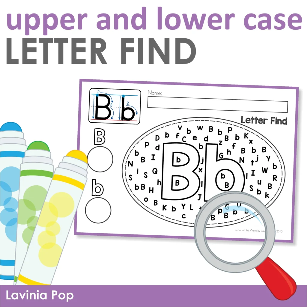 Upper and Lower Case Letter Find | Printable worksheets to help with letter recognition