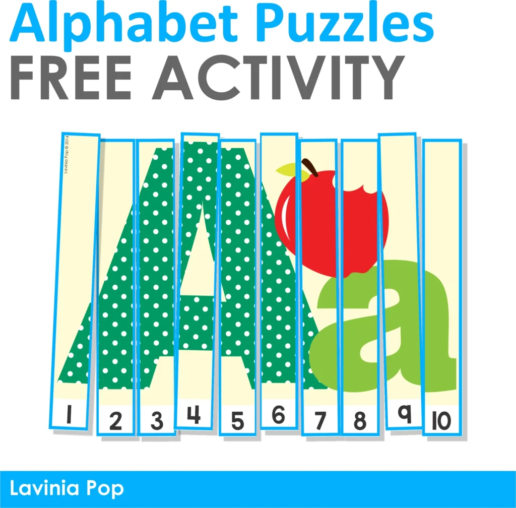 FREE Alphabet Puzzles | Upper and lower case letters with beginning sounds pictures