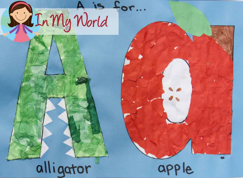 Preschool Letter A. Alphabet Craft Alligator and Apple