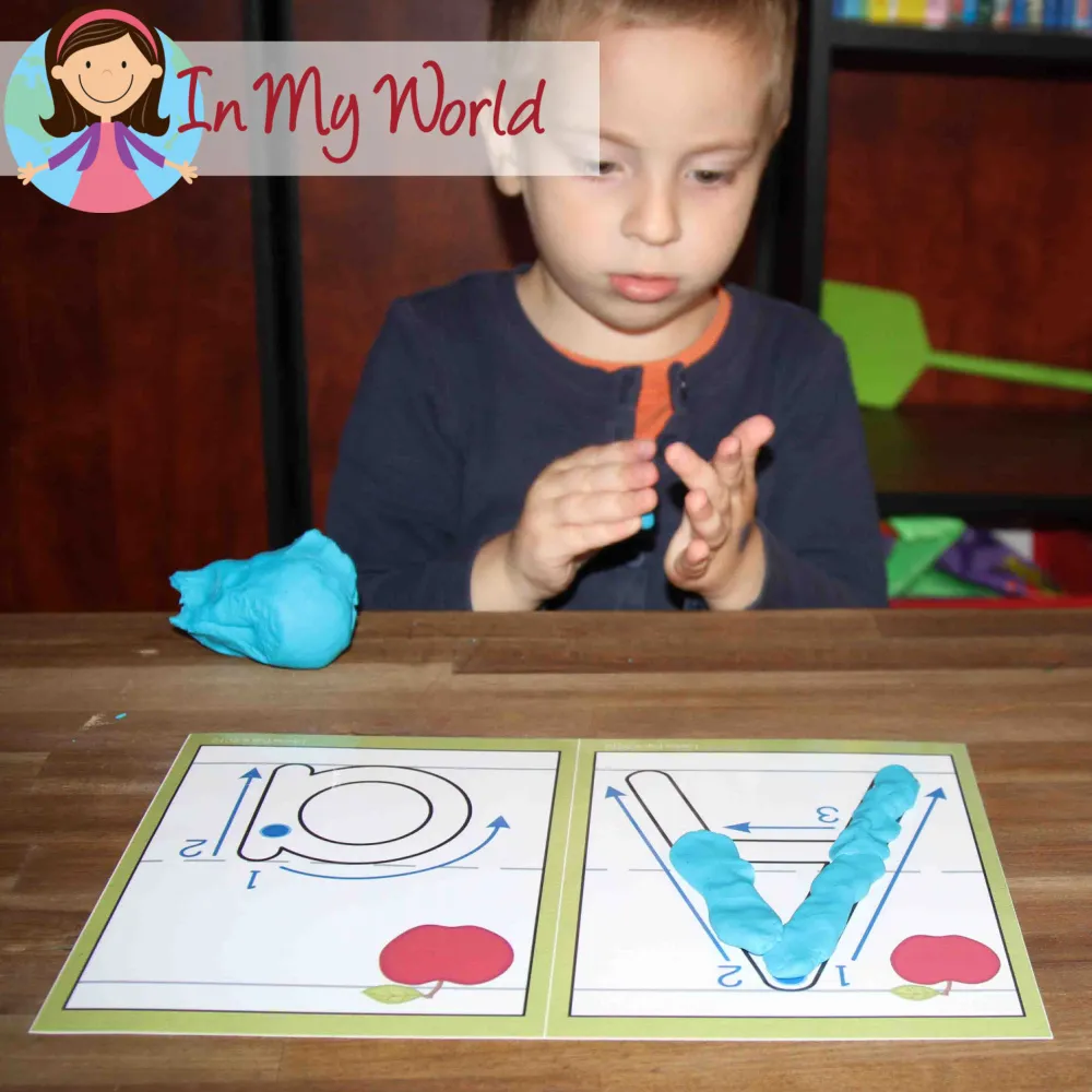 Preschool Letter A. Alphabet play dough mat rolling dough