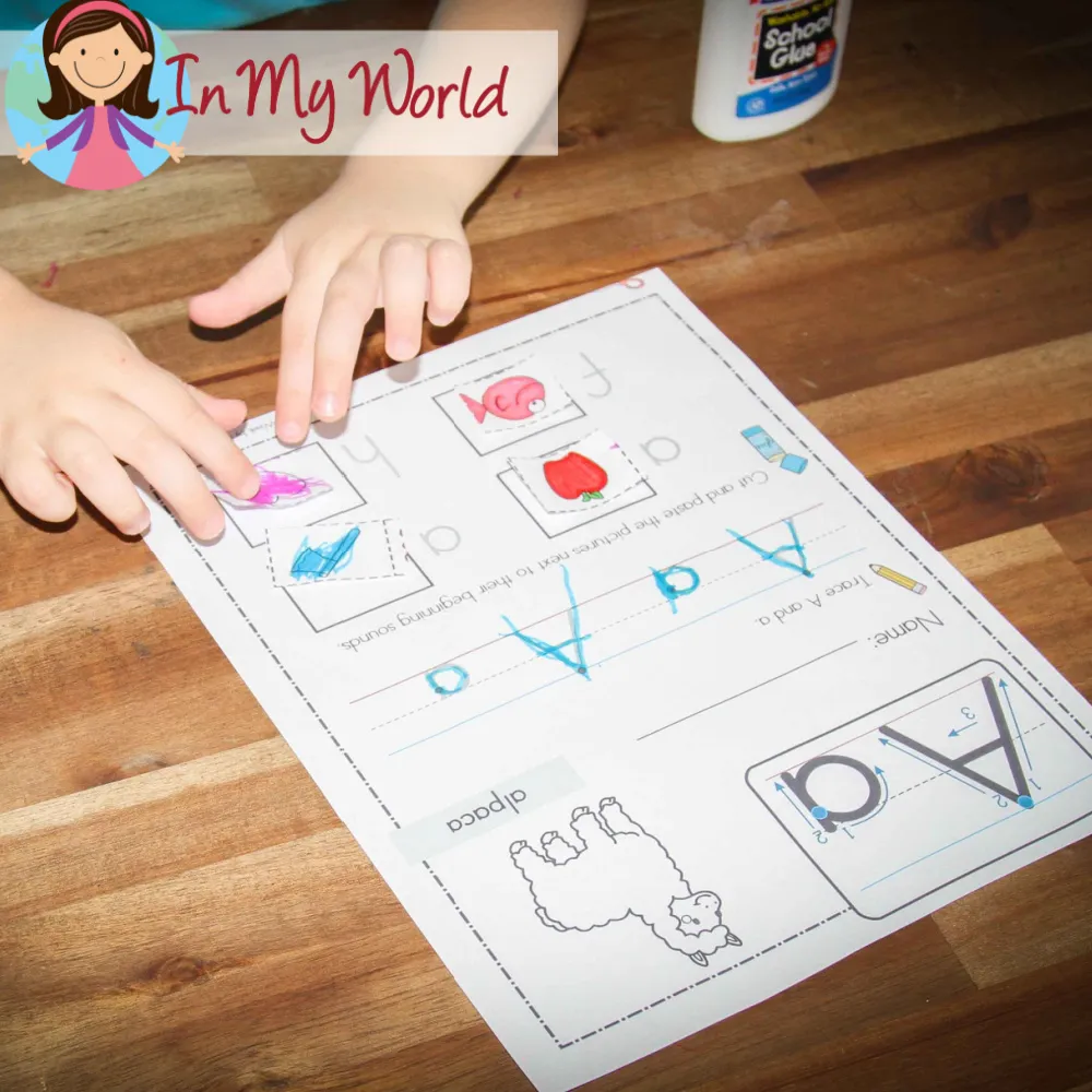 Preschool Letter A. Beginning sounds worksheet