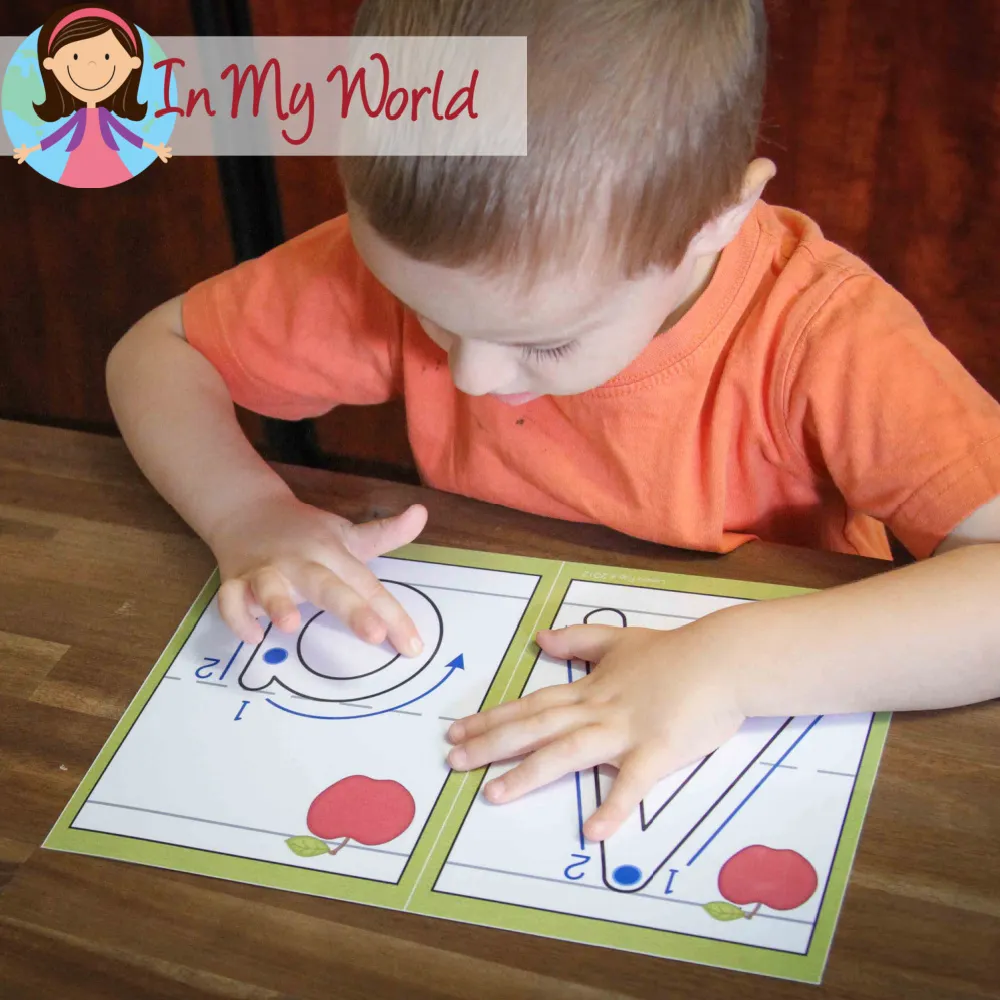 Preschool Letter A. Finger tracing alphabet flash cards