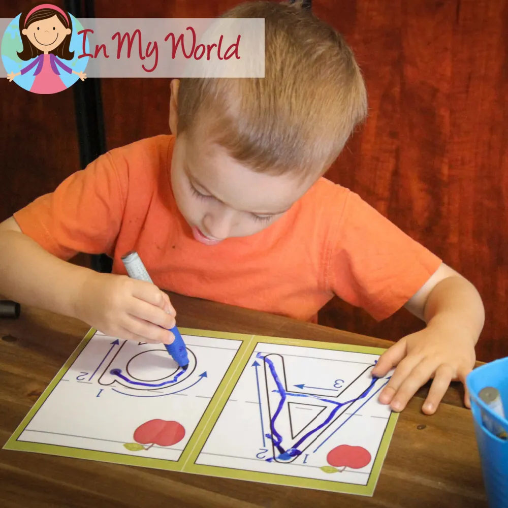 Preschool Letter A. Tracing letters on alphabet tracing cards