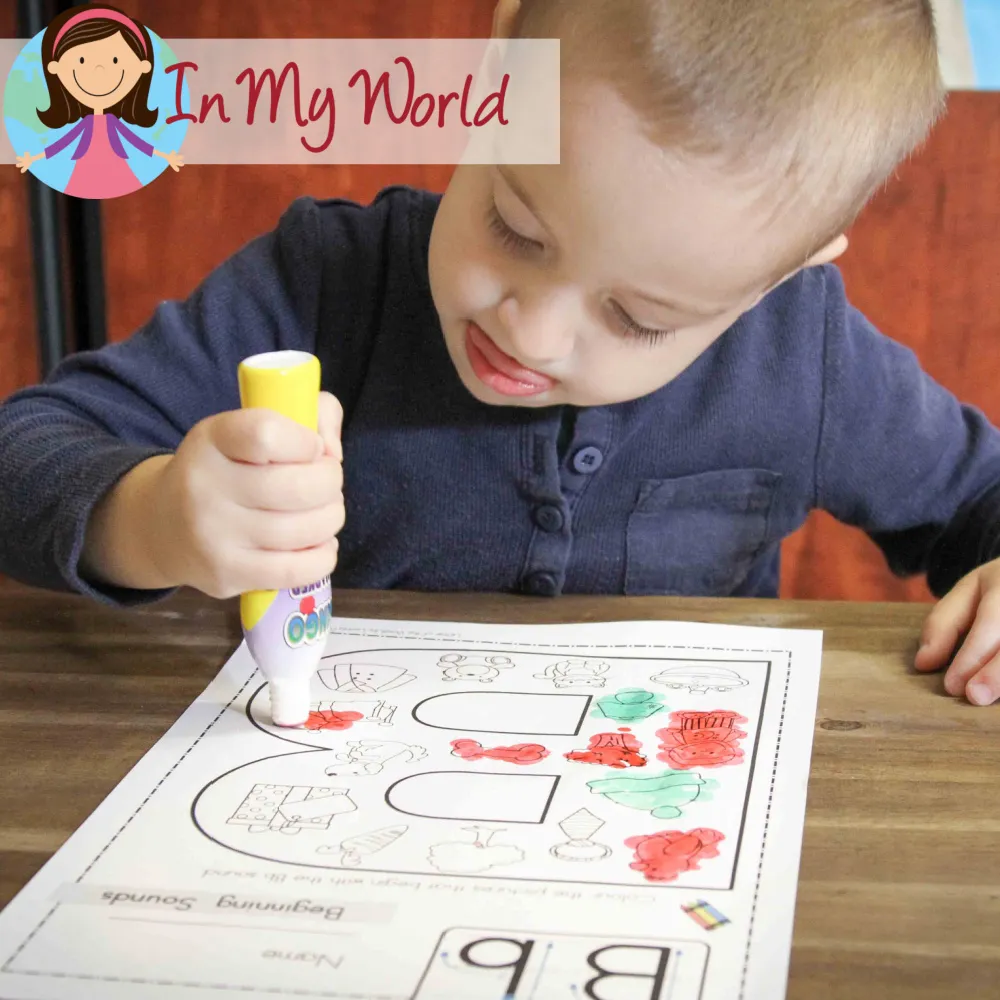 Preschool Letter B. Beginning Sounds Coloring Page