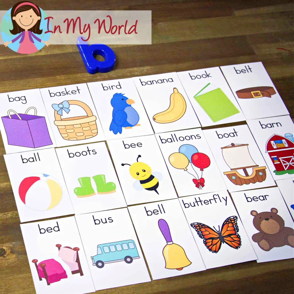 Preschool Letter B. Beginning Sounds Flash Cards