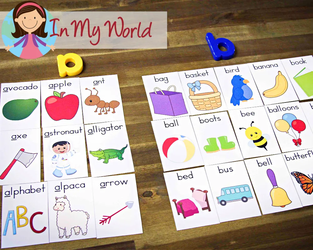 Preschool Letter B. Beginning Sounds Sorting Activity
