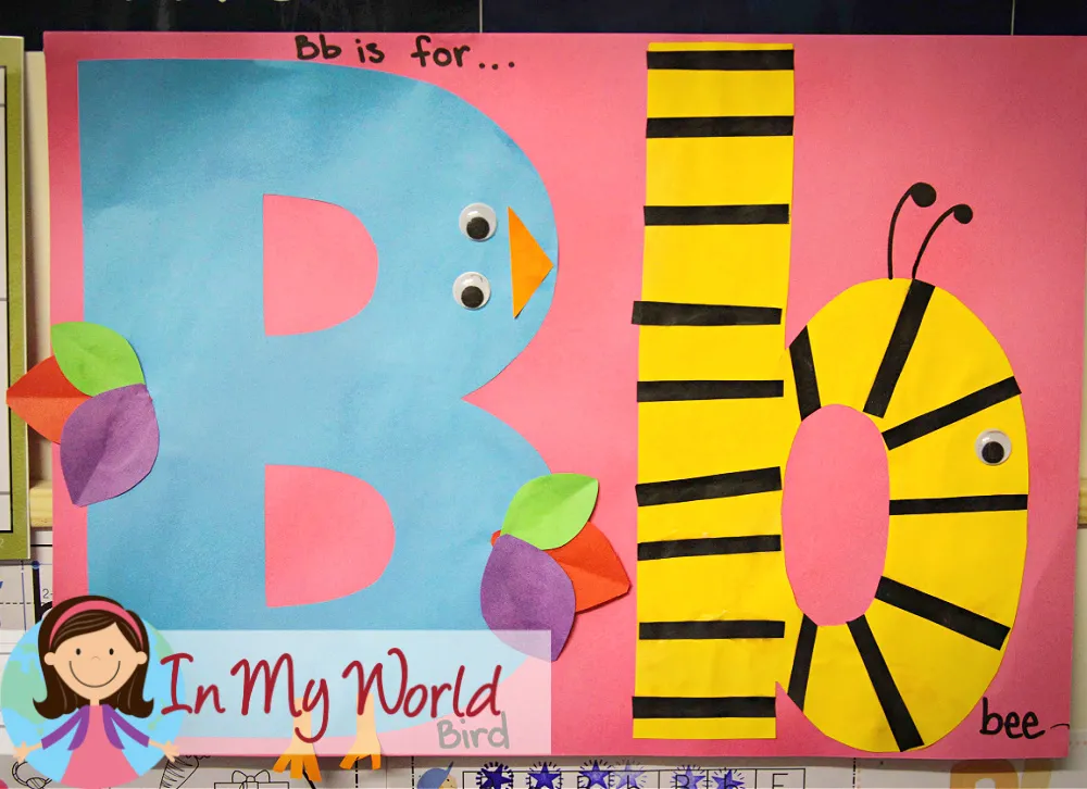 Preschool Letter B. Upper and Lower Case Letter Craft Activity Bird Bee