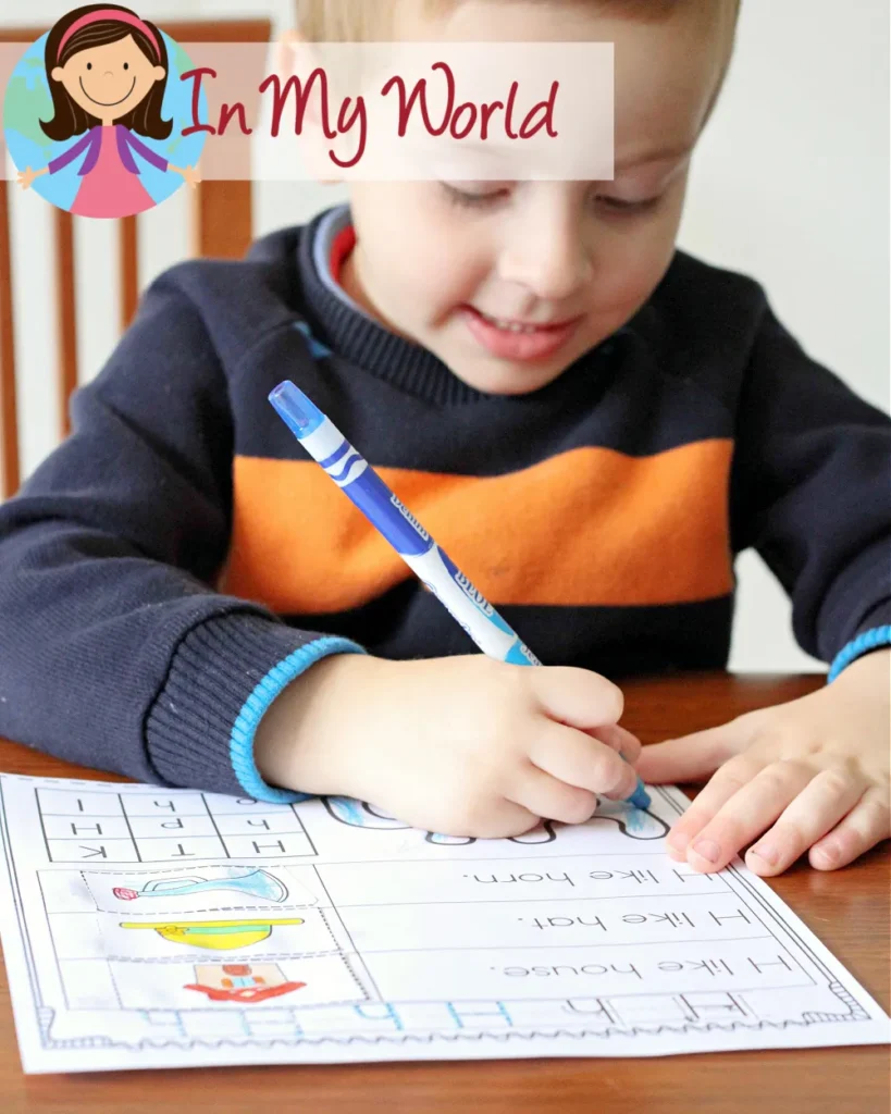 Preschool Letter H Printables. Alphabet tracing and word matching worksheet