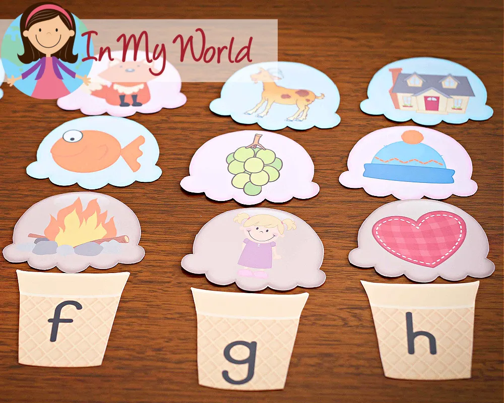 Preschool Letter H Printables. Beginning sounds scoops activity completed
