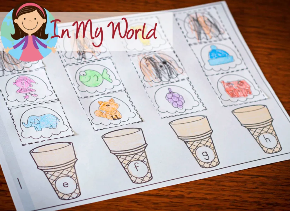 Preschool Letter H Printables. Beginning sounds scoops cut and paste worksheet