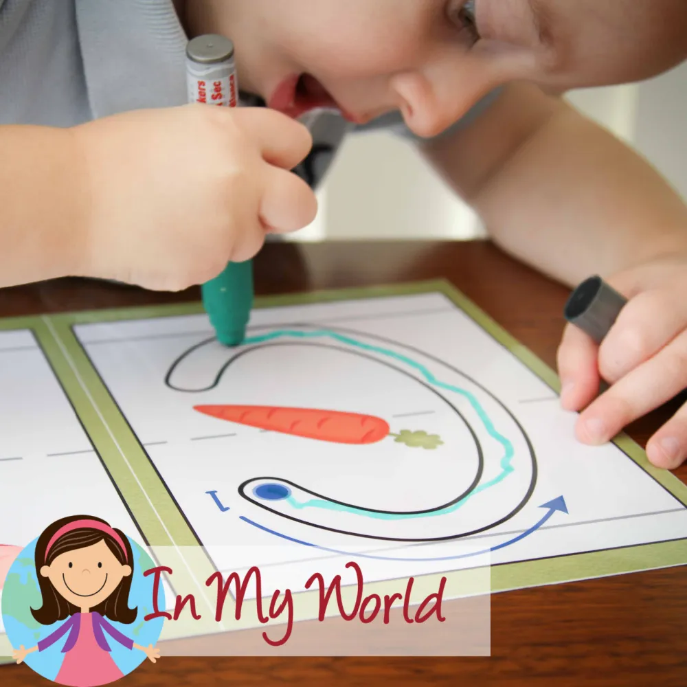 Preschool Letter of the Week C. Play dough alphabet cards markers