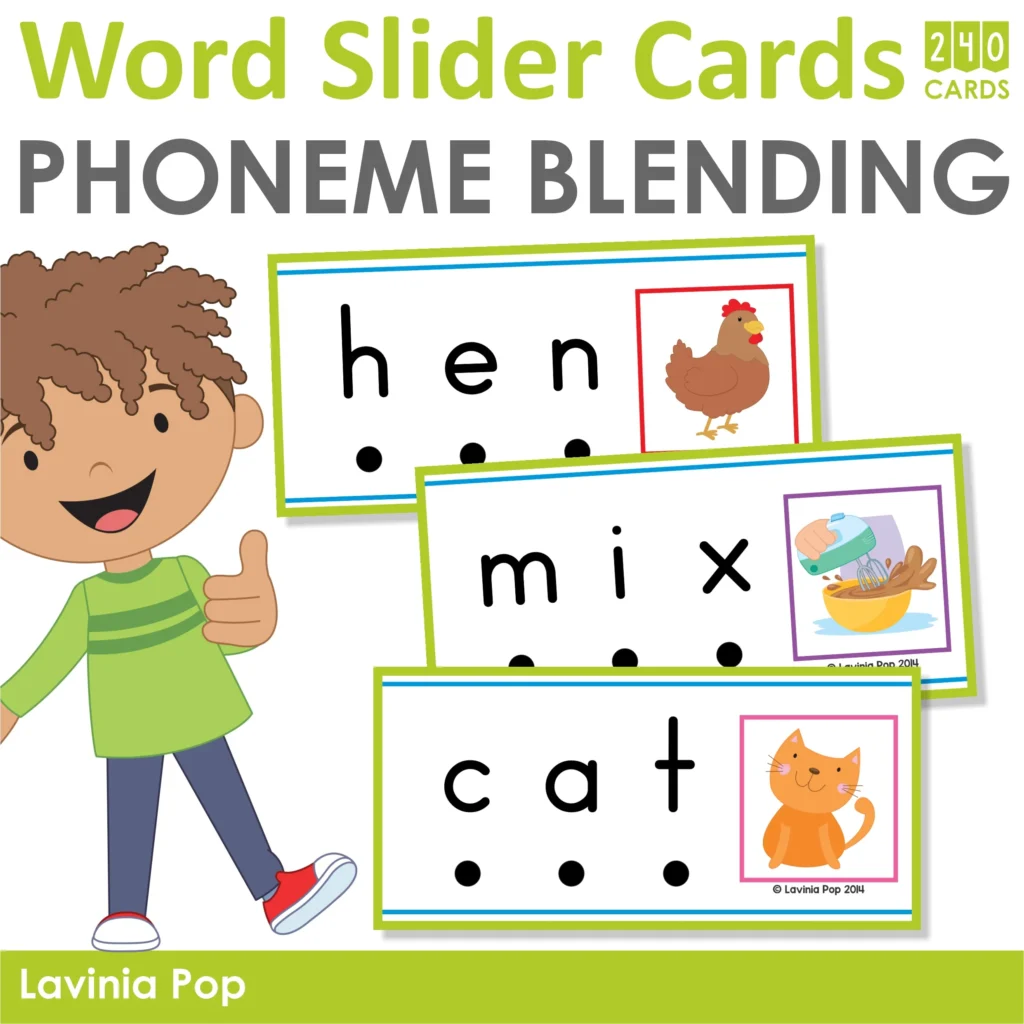 CVC Phoneme Blending | 240 Word Slider Cards to help promote reading fluency