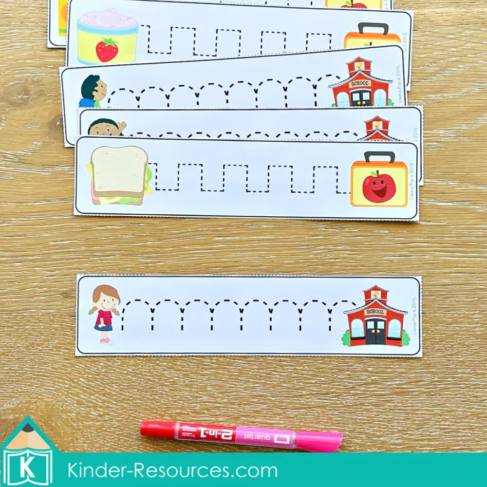Back to School Preschool Centers Activities | Pre-writing tracing activity for fine motor development | Download FREE printable activities