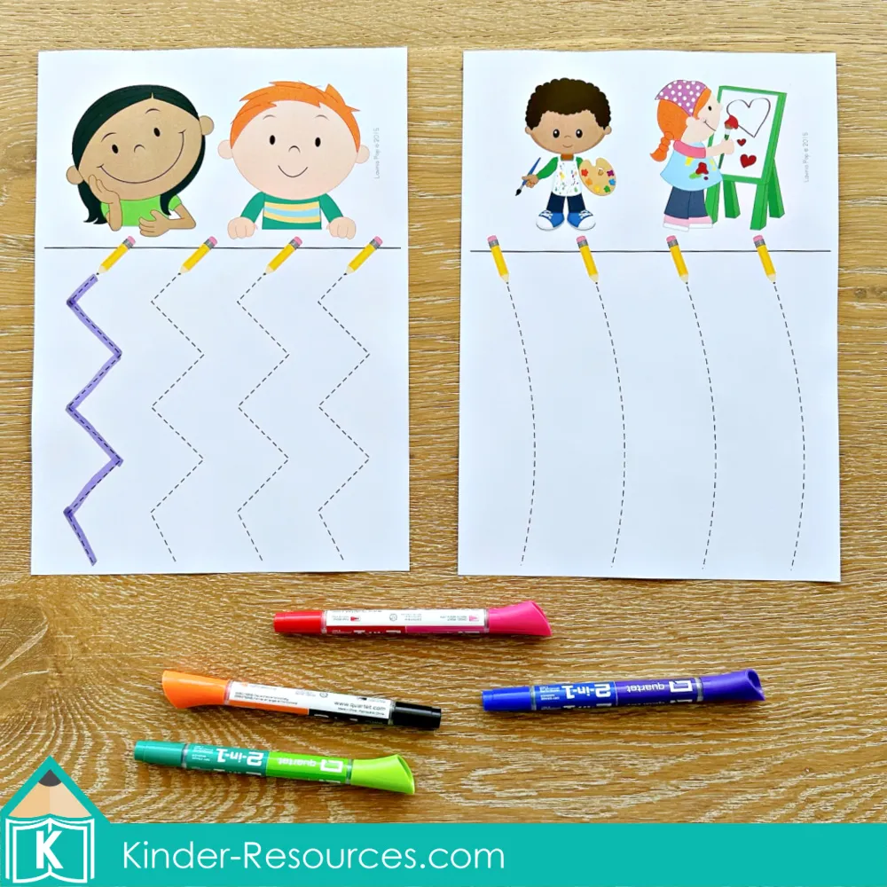 Back to School Preschool Centers Activities | Pre-writing tracing activity for fine motor development | Download FREE printable activities