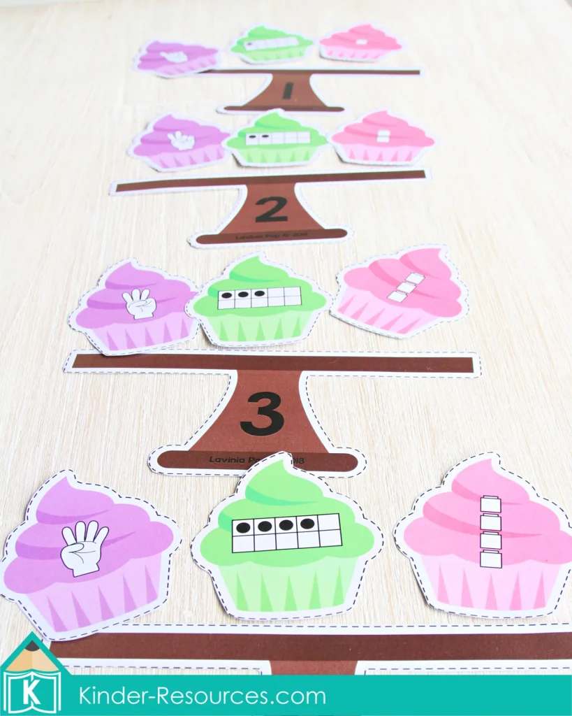 Community Helpers Printable Center Activities for Preschool. Cupcake Number Sense