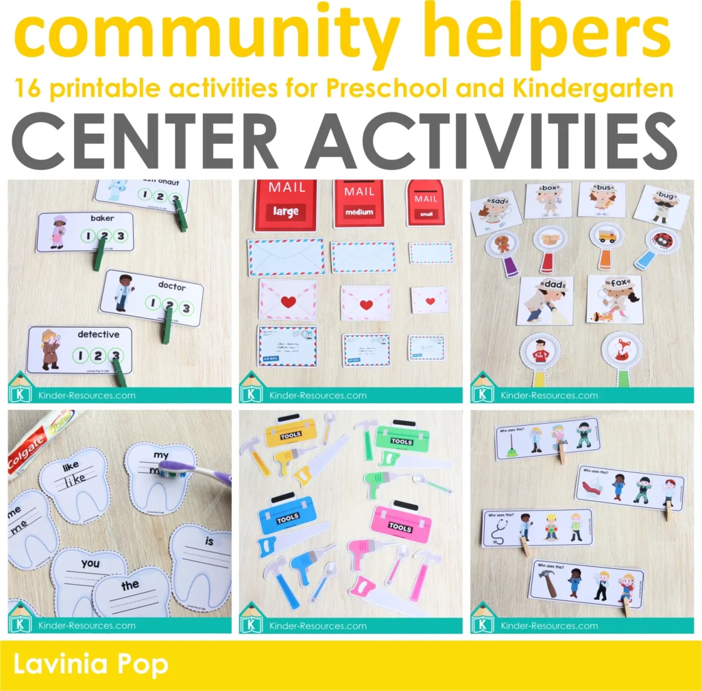Community Helpers Center Activities for Preschool | 16 Printable Activities