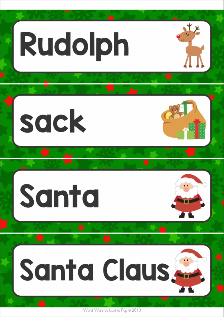 Christmas Word Wall packet for learning new vocabulary | Clasrrom Cards for Writing Centers