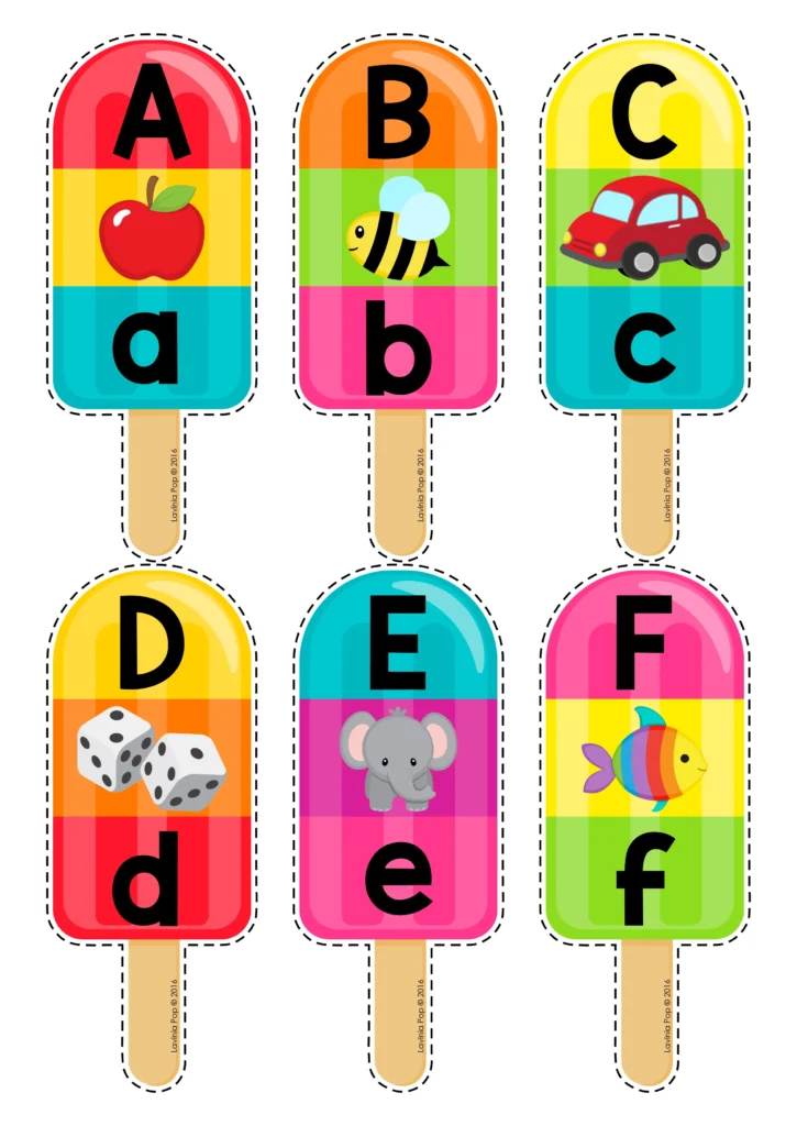 FREE Popsicle Alphabet and Beginning Sounds Matching Activity for Preschool and Kindergarten | Summer Printable Resource by Lavinia Pop