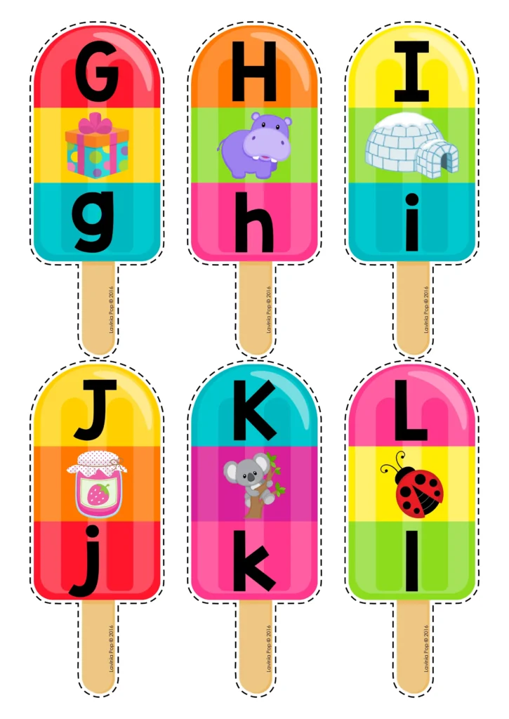 FREE Popsicle Alphabet and Beginning Sounds Matching Activity for Preschool and Kindergarten | Summer Printable Resource by Lavinia Pop