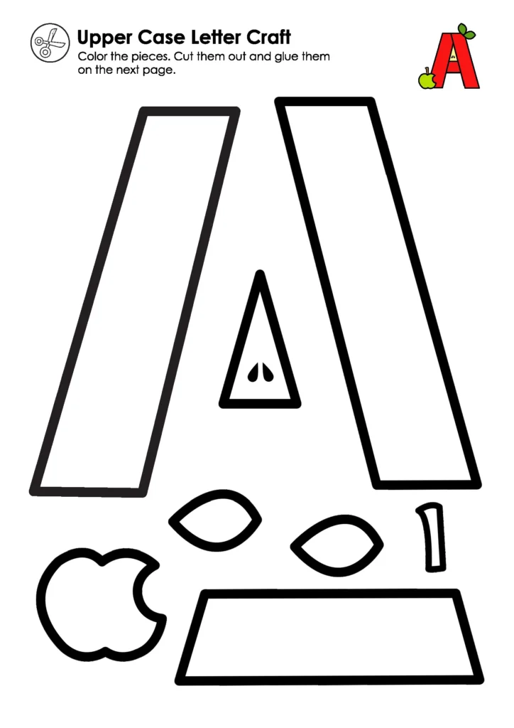Letter A Crafts for Preschool | Cut and paste crafts for uppercase and lowercase A that reinforce fine motor skills and alphabet learning. Perfect for letter of the week crafts.