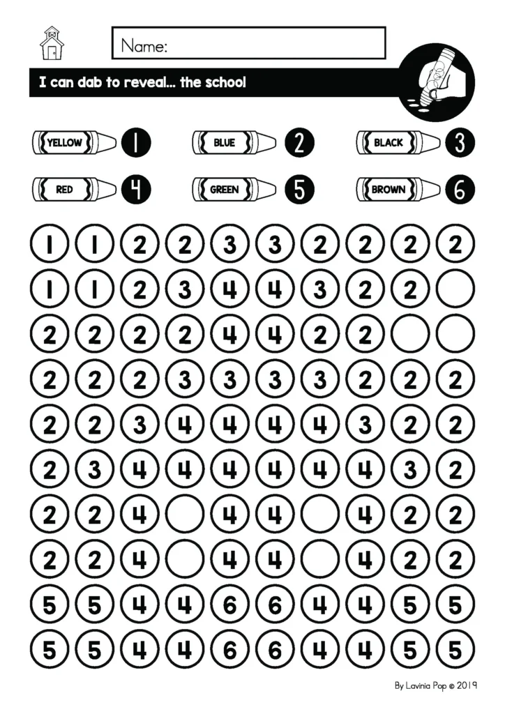 Dot Marker Mystery Picture Activity | Mystery picture activity using dot markers to build fine motor and visual tracking skills. Preschool and kindergarten free printables available here.