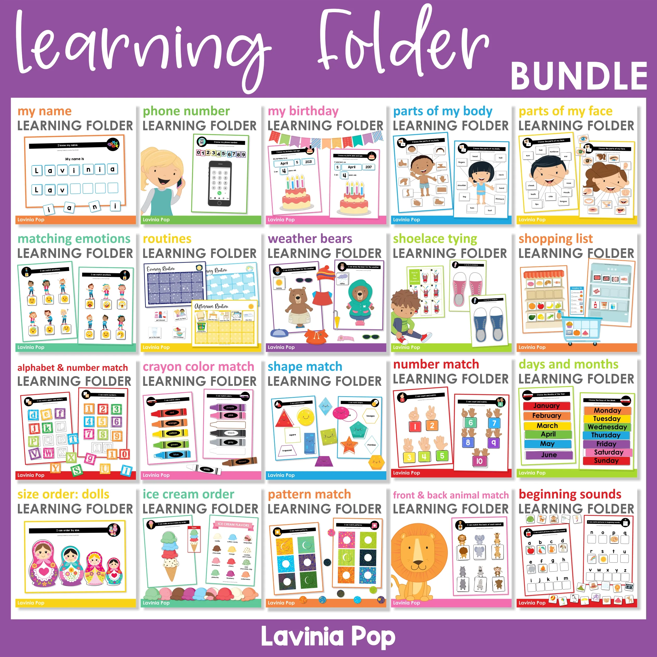 Printable Learning Folder for Preschool | Toddler Binder | Busy Book | Quiet Time Activities
