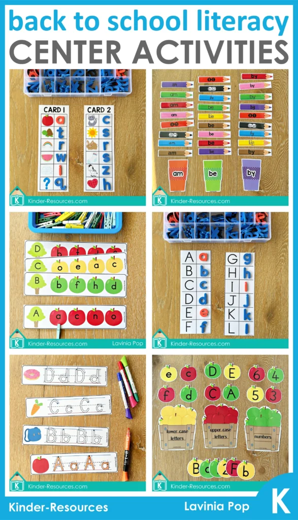 Back to School Literacy Centers for Kindergarten 10 Printable Activities. Download FREE Activities!