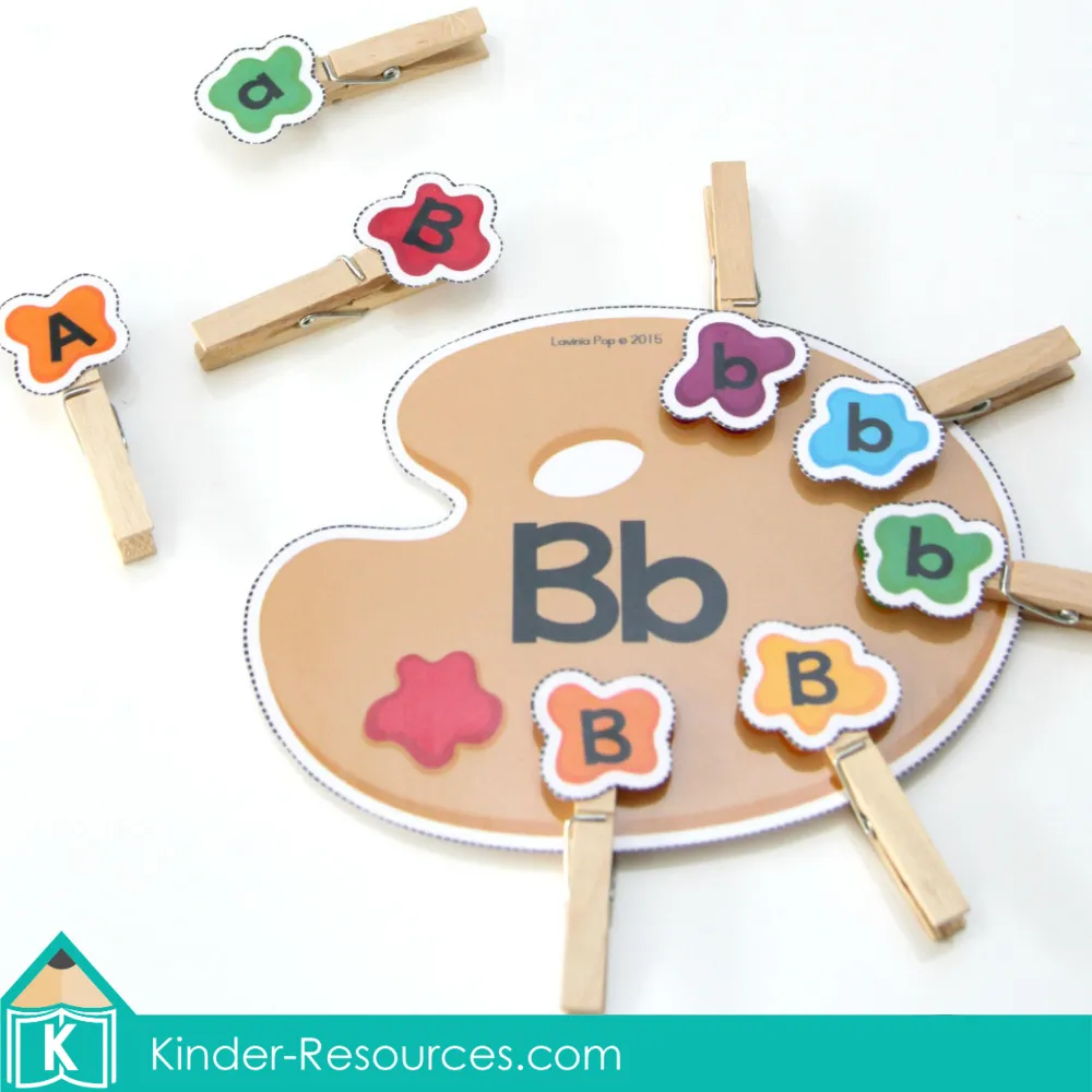 Back to School Preschool Centers Activities | Alphabet paint palette matching activity for fine motor development | Download FREE printable activities