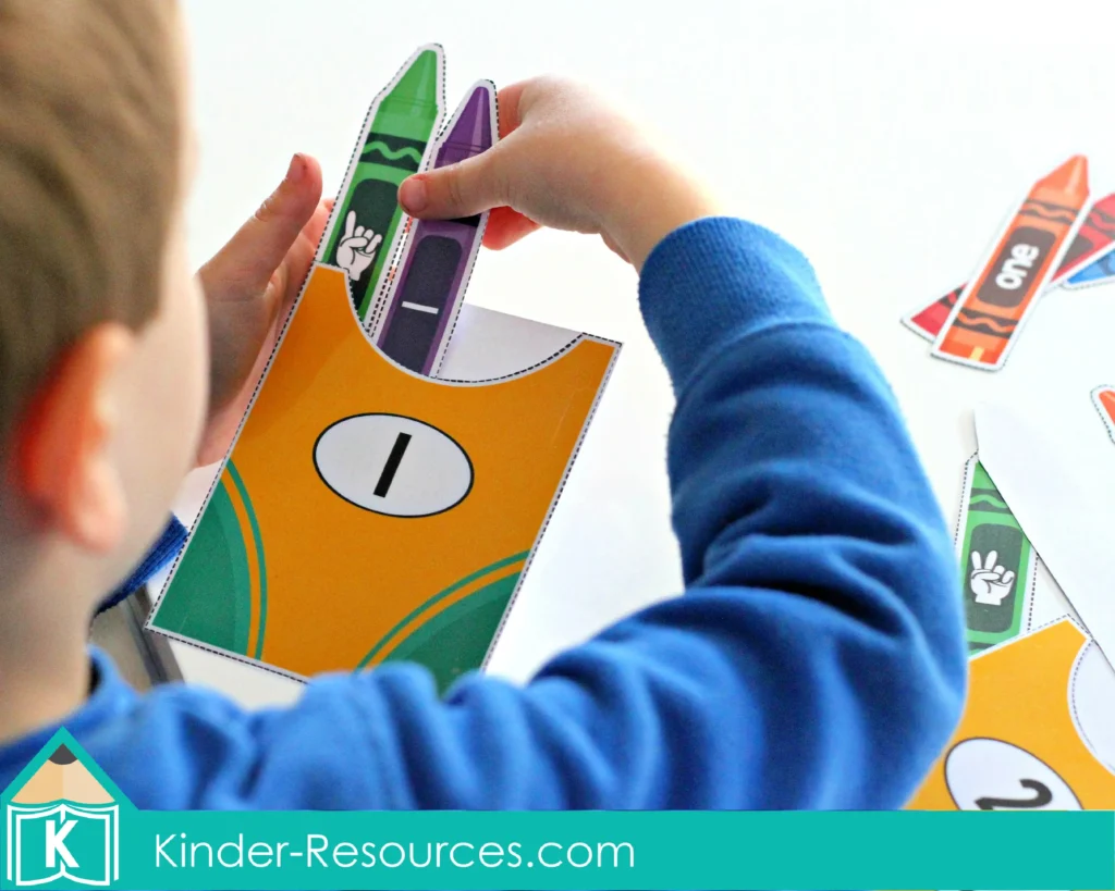 Back to School Preschool Centers Activities | Crayon box number sorting | Different number respresentation to help develop number sense | Download FREE printable activities
