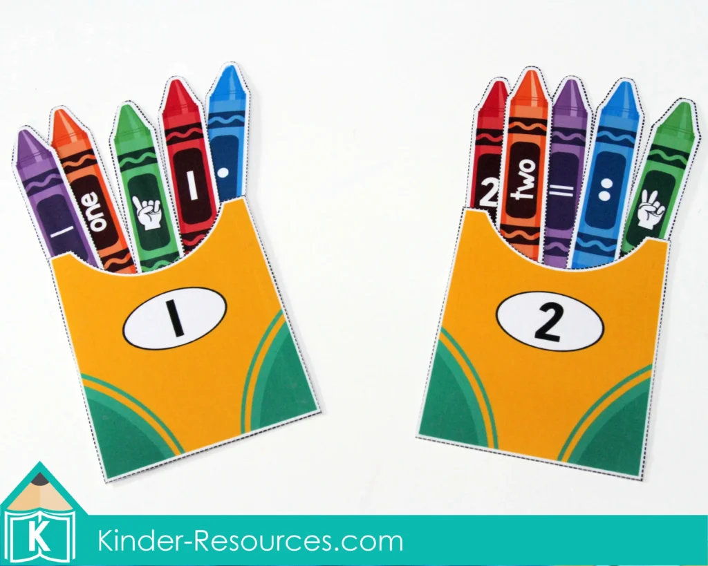 Back to School Preschool Centers Activities | Crayon box number sorting | Different number respresentation to help develop number sense | Download FREE printable activities