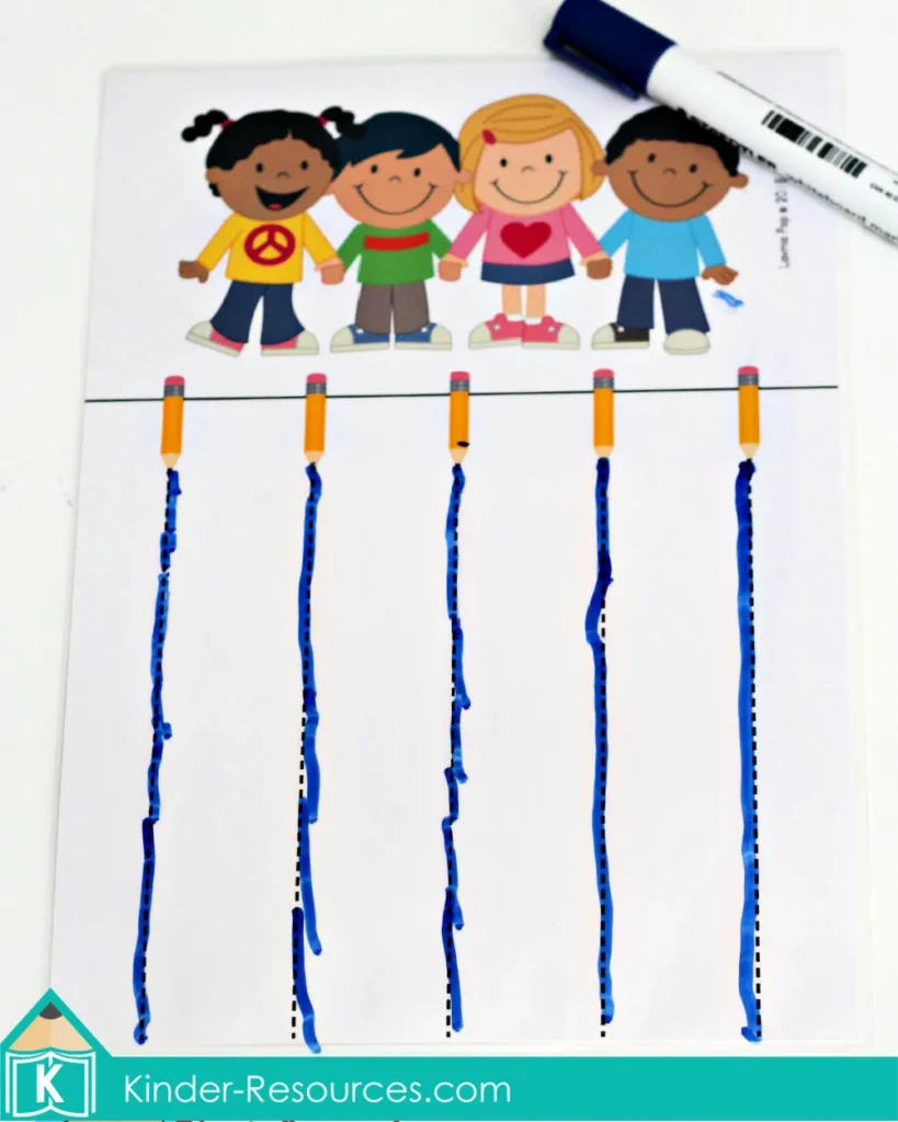 Back to School Preschool Centers Activities | Pre-writing tracing activity for fine motor development | Download FREE printable activities