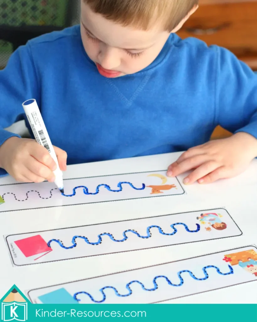 Back to School Preschool Centers Activities | Pre-writing tracing activity for fine motor development | Download FREE printable activities