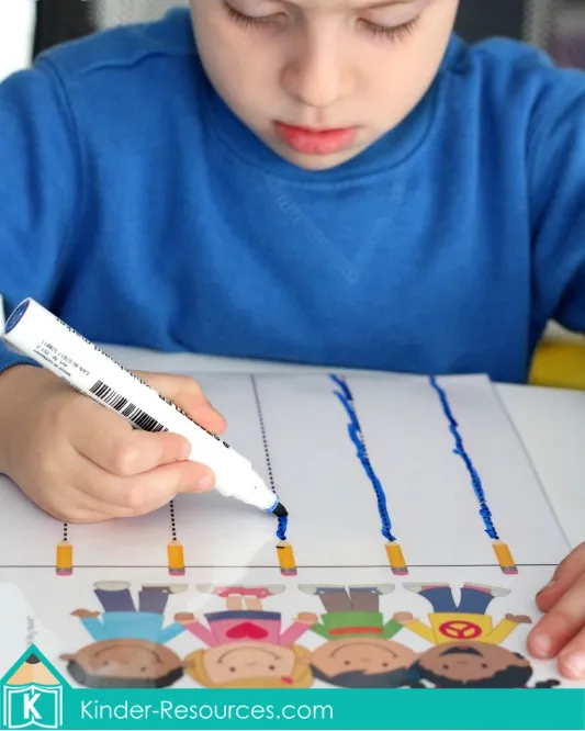 Back to School Preschool Centers Activities | Pre-writing tracing activity for fine motor development | Download FREE printable activities