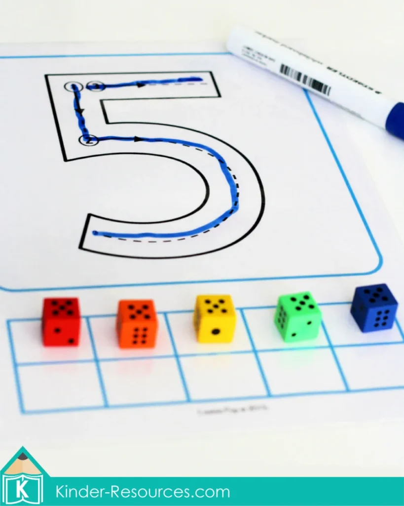 Back to School Preschool Centers Activities | Number tracing mats with 10 frame for counting objects | Download FREE printable activities
